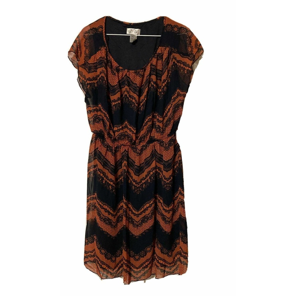 Womens SWEET STORM Orange Blue dress‎ short 16W Cap Sleeve Chiffon Lace print